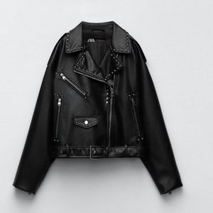 Zara Studded Vegan Leather Jacket Size M
